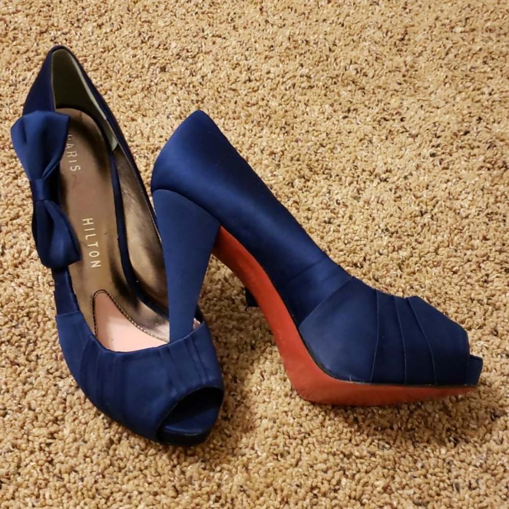 Paris Hilton Blue Peep Toe Pump